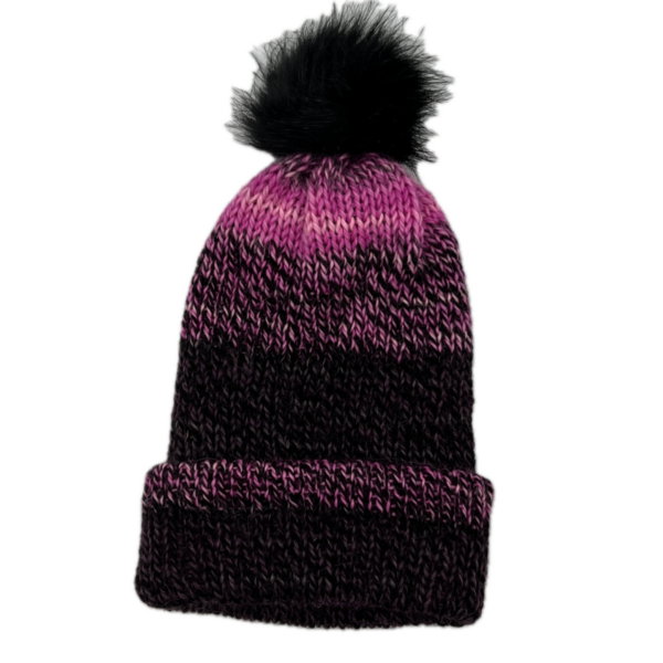 Pink and Black Alpaca Knit Hat