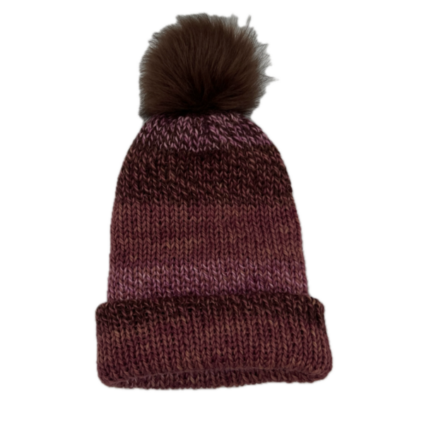 Pink and Brown Alpaca Knit Hat