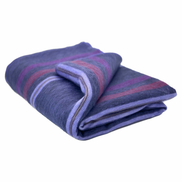 Striped Alpaca Blend Blanket in Blue, Purple, & Violet