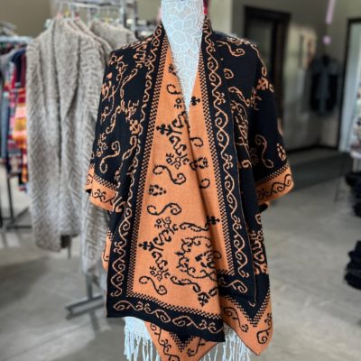Reversible Wrap in Black and Peach