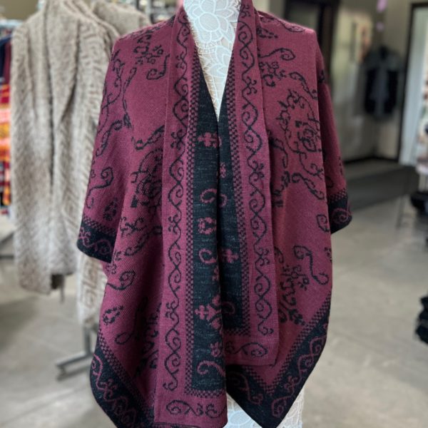 Reversible Wrap in Maroon and Black