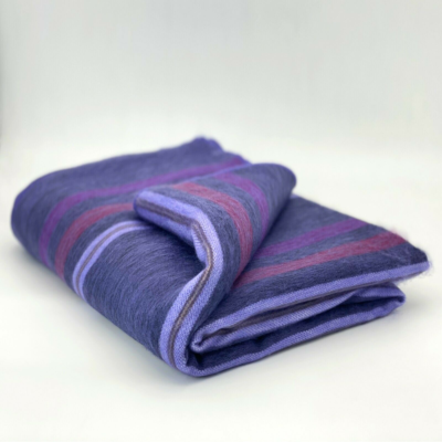 Striped Alpaca Blend Blanket in Blue, Purple, & Violet