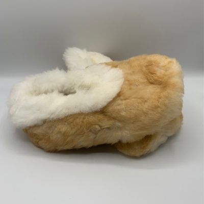 Fawn & White Unisex Alpaca Fur Slippers in Small