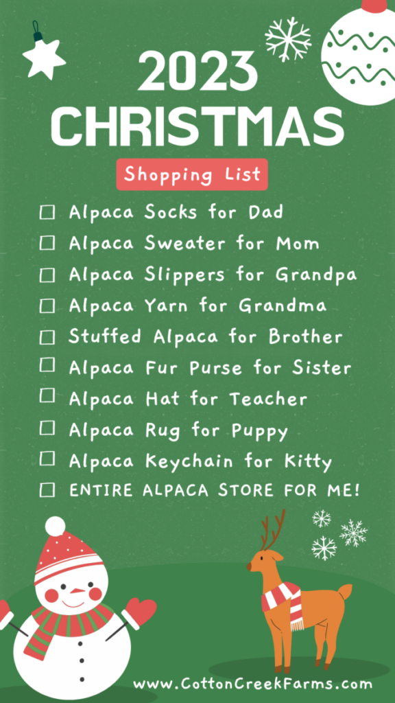 2023 Alpaca Christmas List