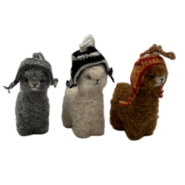 Handmade Alpaca Ornaments With Chullo Hats