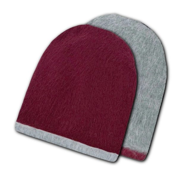 Reversible Alpaca Beanie in Grey and Red