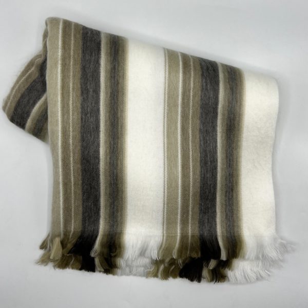 Brushed Wrap in White and Tan Stripes