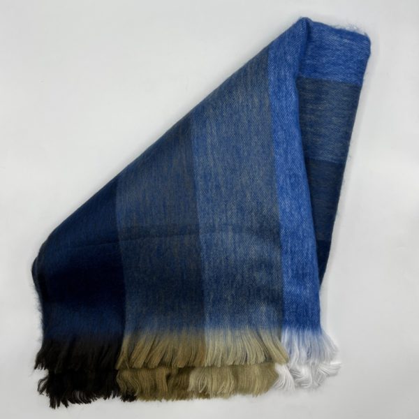Brushed Wrap in Blue and Brown Stripes