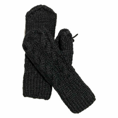 Fancy Trenza Knit Alpaca Mittens in Black