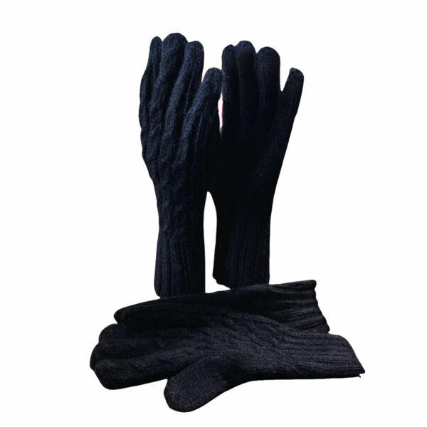 Trenza Cable Knit Alpaca Gloves in Black
