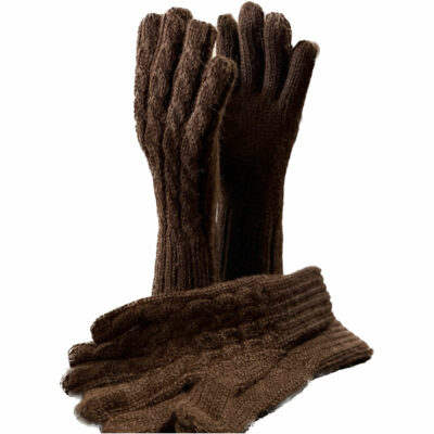 Trenza Cable Knit Alpaca Gloves in Brown