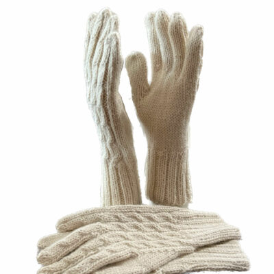 Trenza Cable Knit Alpaca Gloves in Ivory