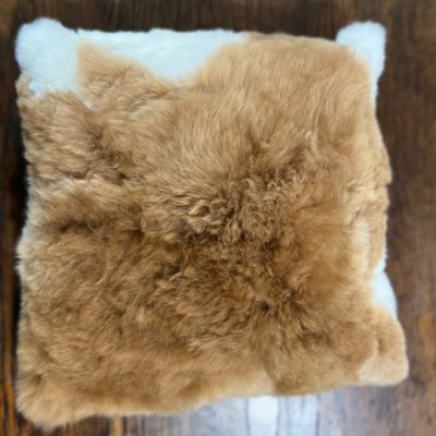 Fawn and White Baby Alpaca Fur Pillow - 15"x15"