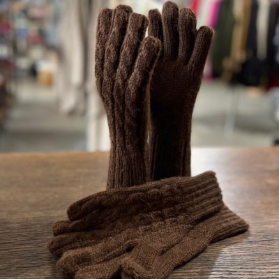 Trenza Cable Knit Alpaca Gloves in Brown