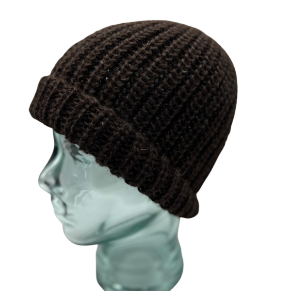 Dark Brown Hand Knit Alpaca Blend Hat