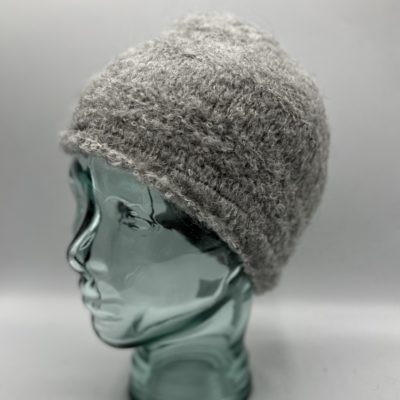 Light Grey Lined Baby Alpaca Boucle Hat