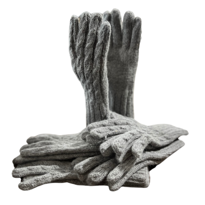 Trenza Cable Knit Alpaca Gloves in Light Silver Grey