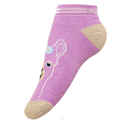 Alpaca Face Ankle Socks in Pink & Beige