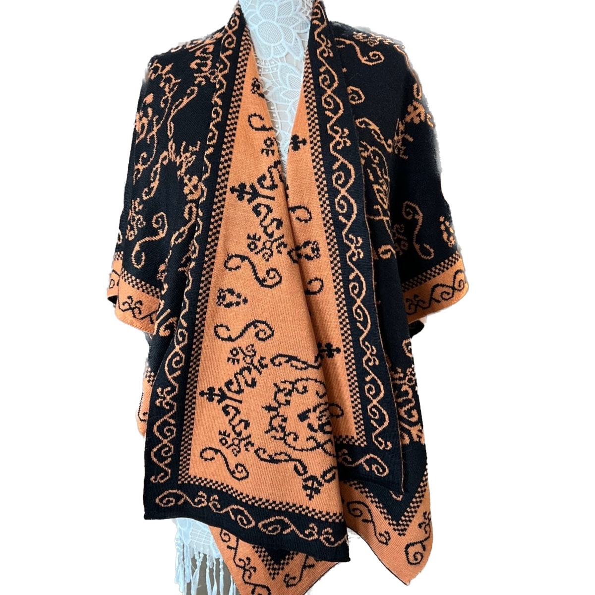 Reversible Wrap in Black and Peach