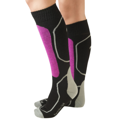 Pink and Black Alpaca Ski Socks