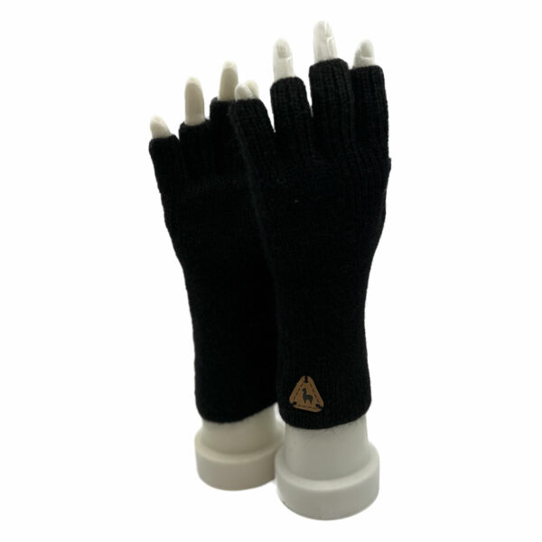 Women's Half Finger Alpaca Gloves in Black