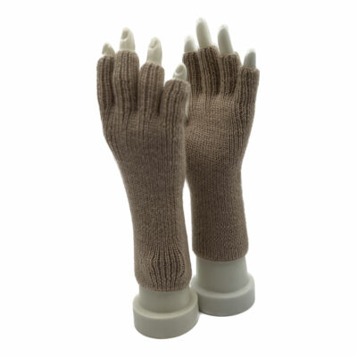Women's Half Finger Alpaca Gloves in Beige