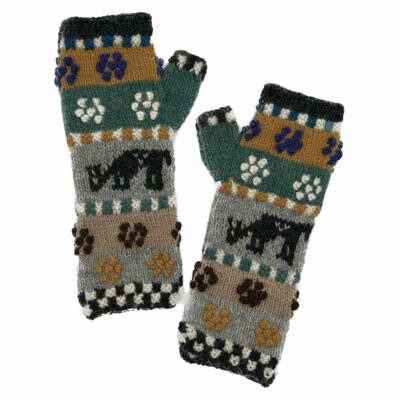 Qaway Hand Knit Alpaca Fingerless Gloves With Peruvian Designs