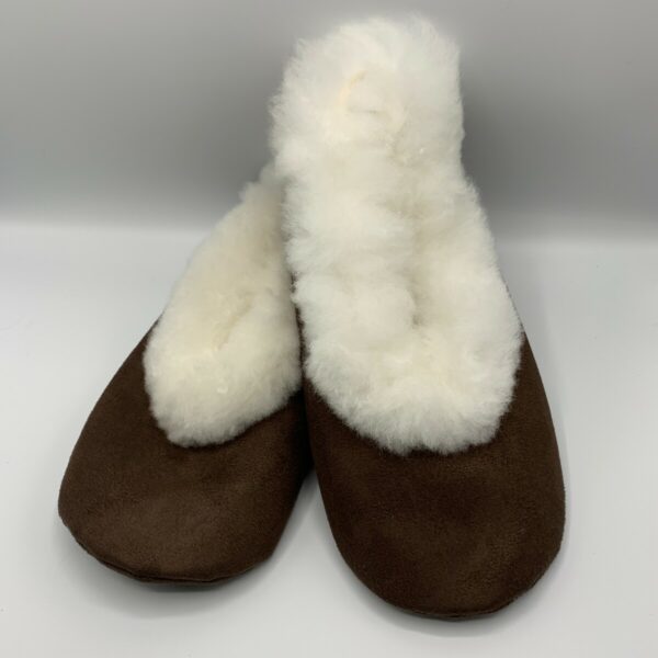 Brown & White Alpaca Fur & Suede Slippers