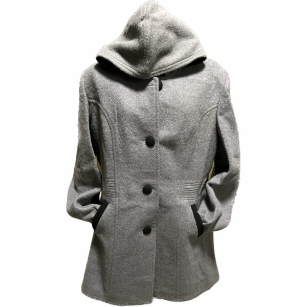 Ladies Light Grey Alpaca Coat With Black Accents