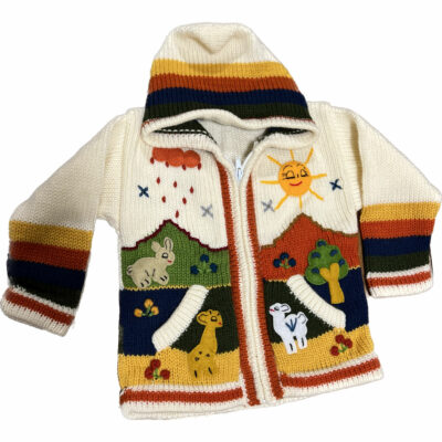 Beige Children's Sweater With Animal Scenes