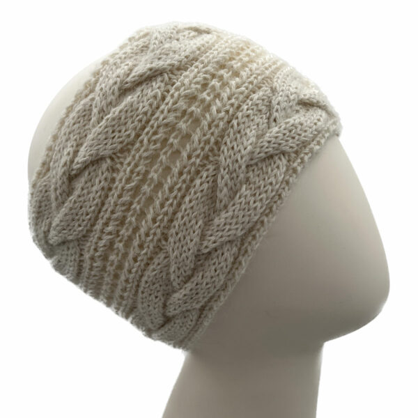 Superfine Knit Alpaca Headband in White
