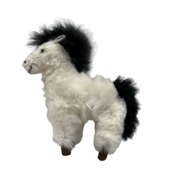 Baby Alpaca Stuffed Horse in Black and White