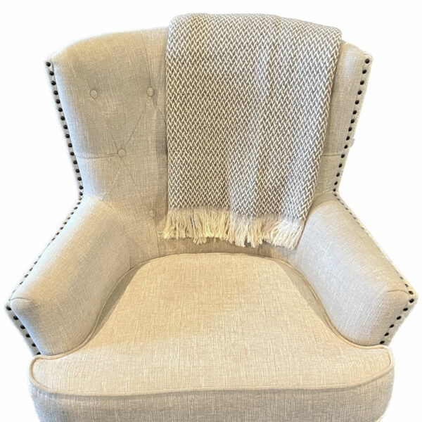 Fawn and White Alpaca Throw Blanket on Chair