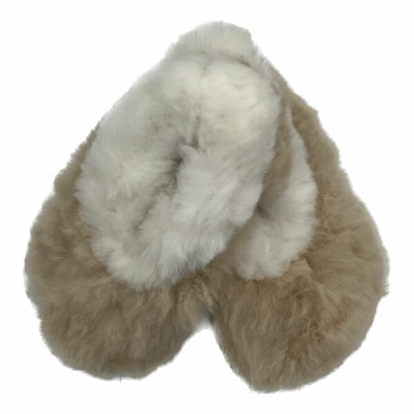Beige & White Alpaca Fur Slippers