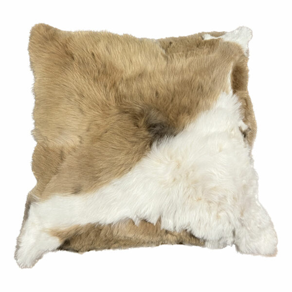 19" x 19" Alpaca Fur Pillow in White and Fawn