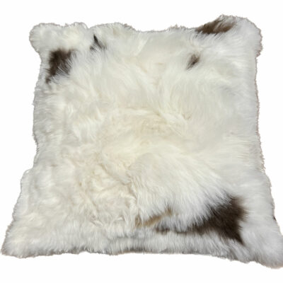 19" x 19" White Alpaca Fur Pillow With Specs of Colors