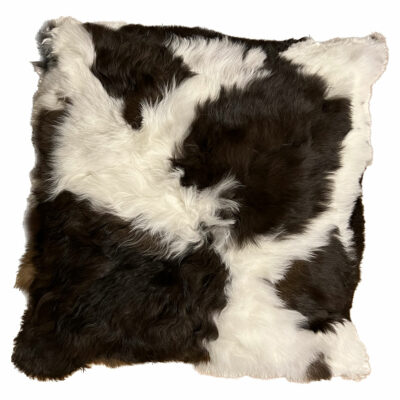 19" x 19" White and Black Alpaca Fur Pillow