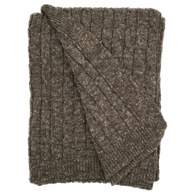 American Knit Throw Blanket in Coffee Alpaca & Cotton Blend