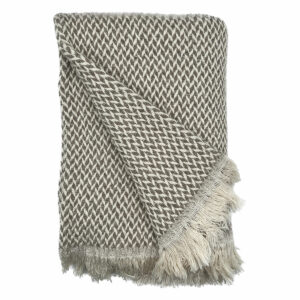 American Chevron Throw in Fawn Alpaca & White Cotton Blend