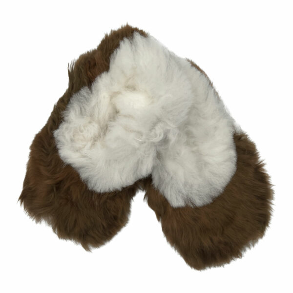 Brown & White Alpaca Fur Slippers