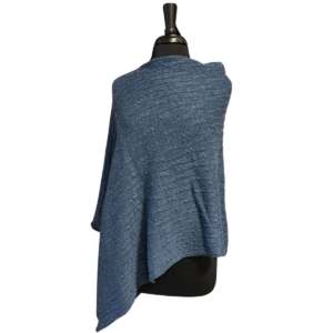 Alpaca and Merino Wool Poncho in Demin Blue