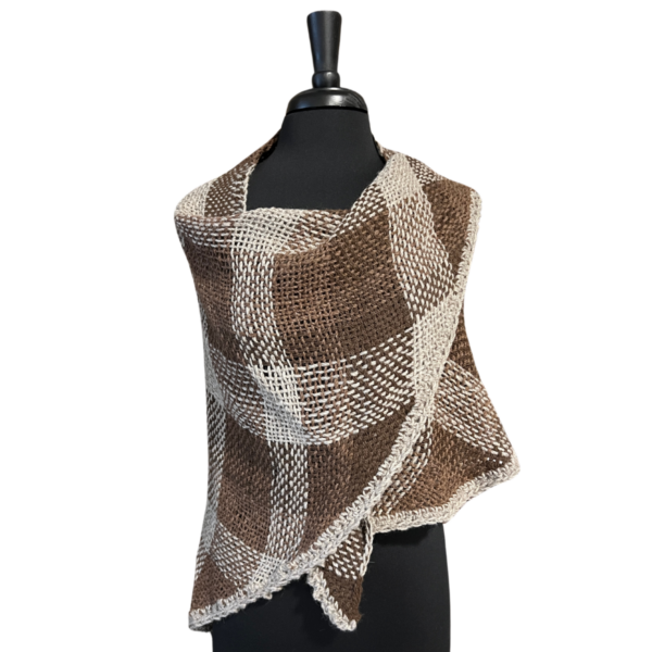 100% Alpaca Shawl in Silver and Brown