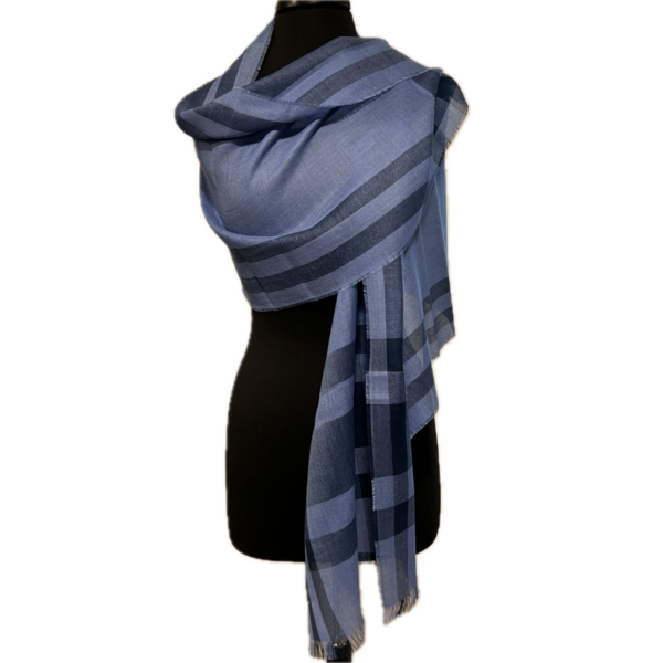 Baby Alpaca and Silk Scarf in Blue and Black