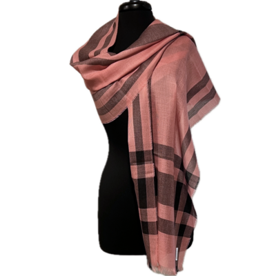 Baby Alpaca and Silk Scarf in Pink and Black