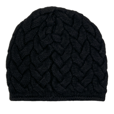Black Cable Knit Alpaca Hat