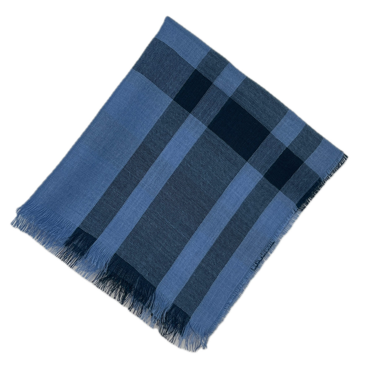 Blue and Black Alpaca and Silk Scarf Folded