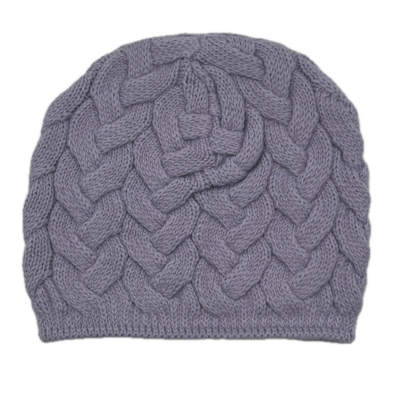 Light Purple Cable Knit Alpaca Hat