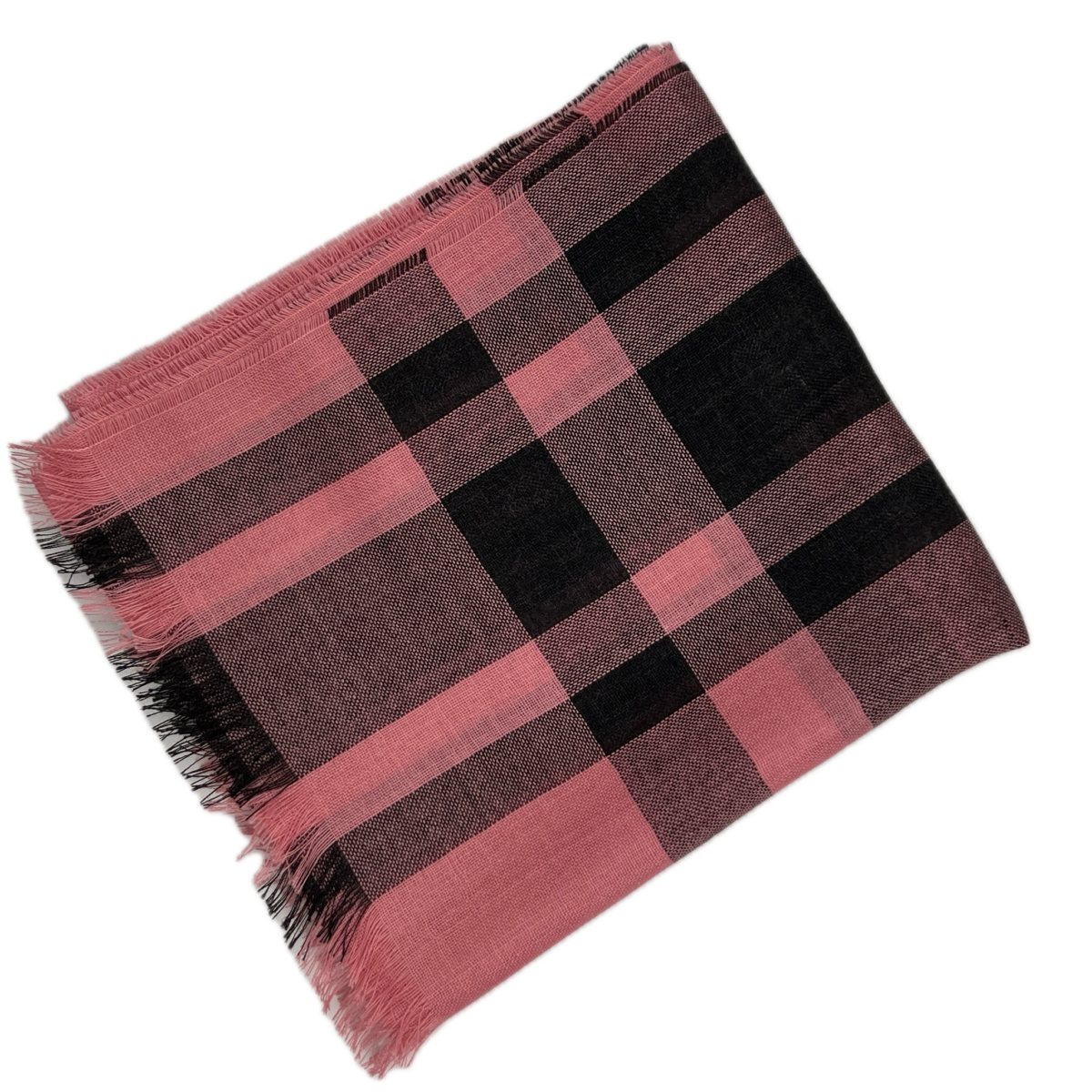 Baby Alpaca and Silk Scarf in Pink and Black Folded
