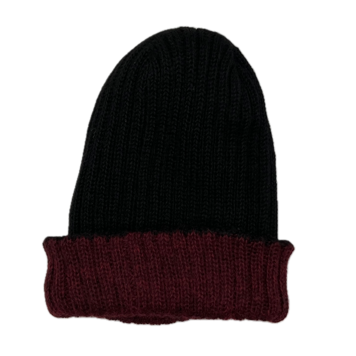 Alpaca Wool Hat in Black and Red