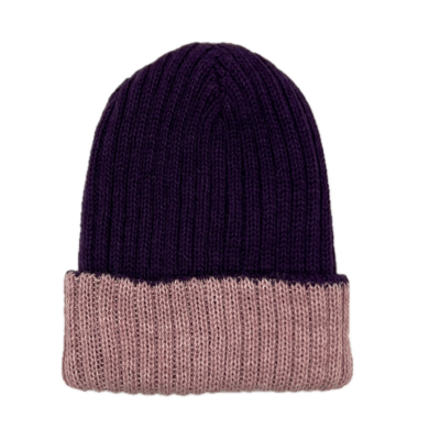 Alpaca Wool Hat in Purple and Pink